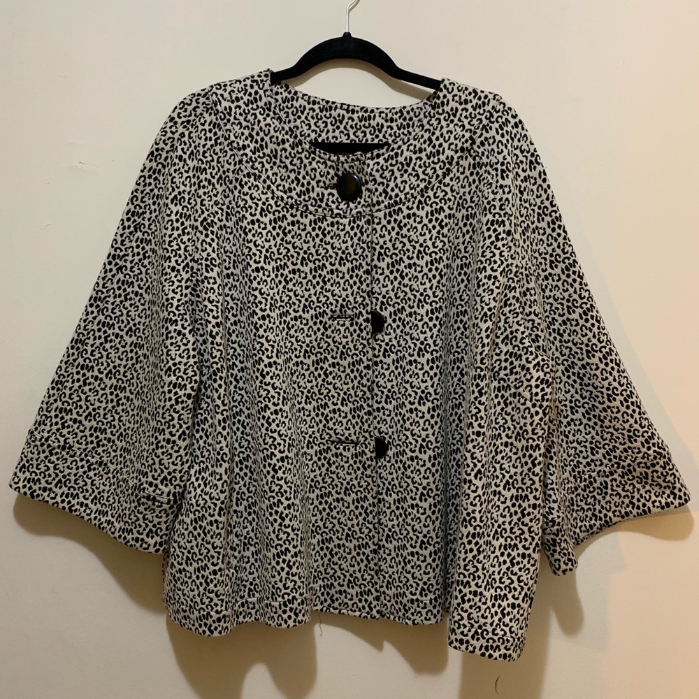 Kim Rogers 3/4 Length Bell Sleeve Leopard Jacket